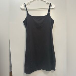 Qinsen  Black Slip Dress